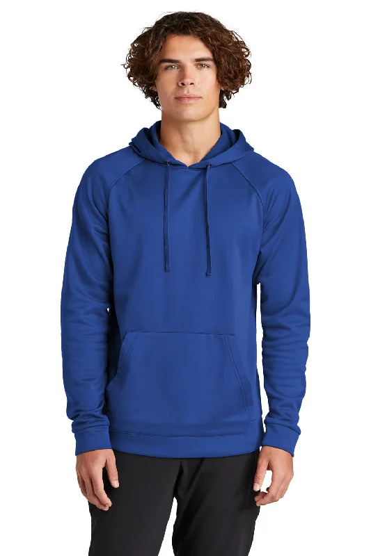 Men's eco-friendly gym hoodie-Sport-Tek Mens Re-Compete Fleece Anti Static Hooded Sweatshirt Hoodie w/ Pouch Pocket - True Royal Blue