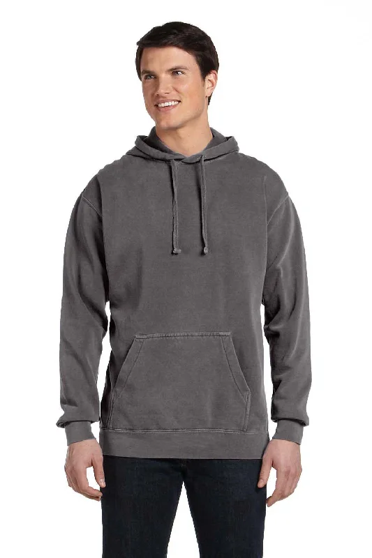 Men's lightweight travel hoodie-Comfort Colors Mens Hooded Sweatshirt Hoodie w/ Pouch Pocket - Pepper Grey