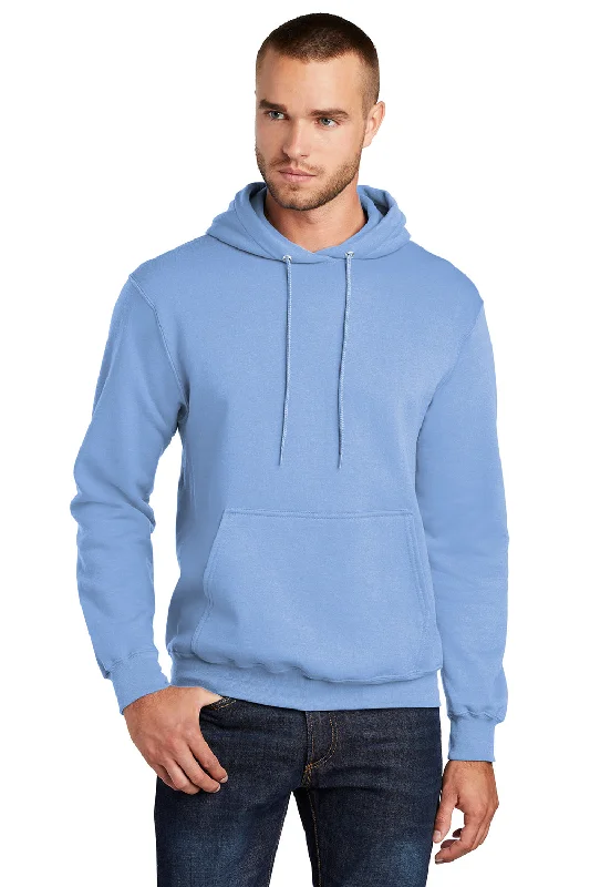 Men's fashion-forward activewear hoodie-Port & Company Mens Core Pill Resistant Fleece Hooded Sweatshirt Hoodie w/ Pouch Pocket - Light Blue