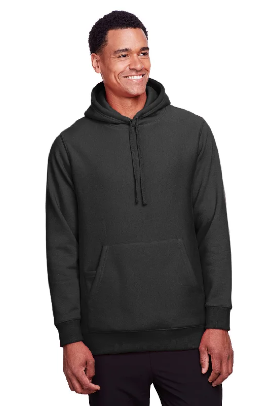 Men's sustainable gym hoodie-Team 365 Mens Zone HydroSport Fleece Water Resistant Hooded Sweatshirt Hoodie w/ Pouch Pocket - Black