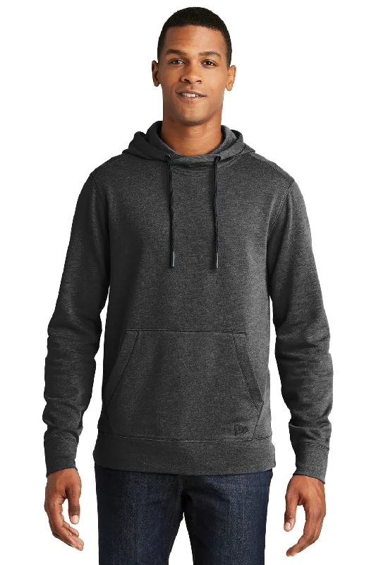 Men's fashion-forward performance hoodie-New Era Mens Fleece Hooded Sweatshirt Hoodie w/ Pouch Pocket - Heather Black