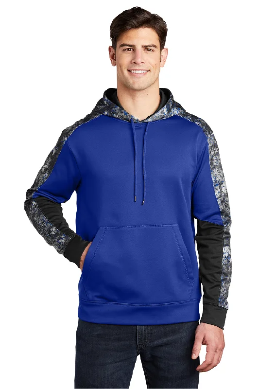 Men's antibacterial casual hoodie-Sport-Tek Mens Sport-Wick Mineral Freeze Moisture Wicking Fleece Hooded Sweatshirt Hoodie w/ Pouch Pocket - True Royal Blue