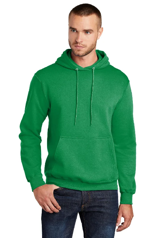 Men's eco-conscious gym hoodie-Port & Company Mens Core Pill Resistant Fleece Hooded Sweatshirt Hoodie w/ Pouch Pocket - Kelly Green