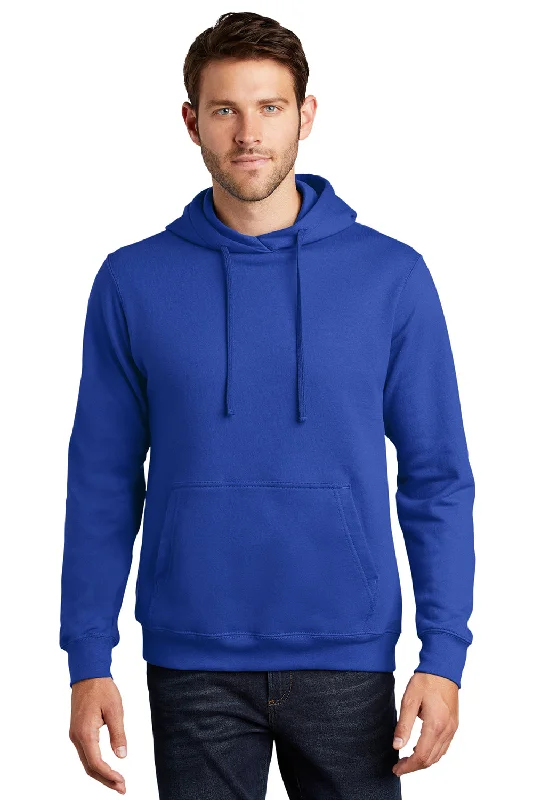 Men's tech-inspired activewear hoodie-Port & Company Mens Fan Favorite Fleece Hooded Sweatshirt Hoodie w/ Pouch Pocket - True Royal Blue