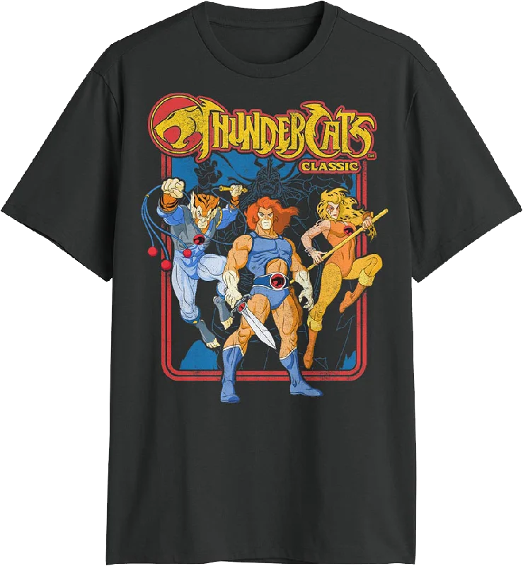 Men's weather-resistant casual t-shirt-Classic Hero Poses ThunderCats T-Shirt