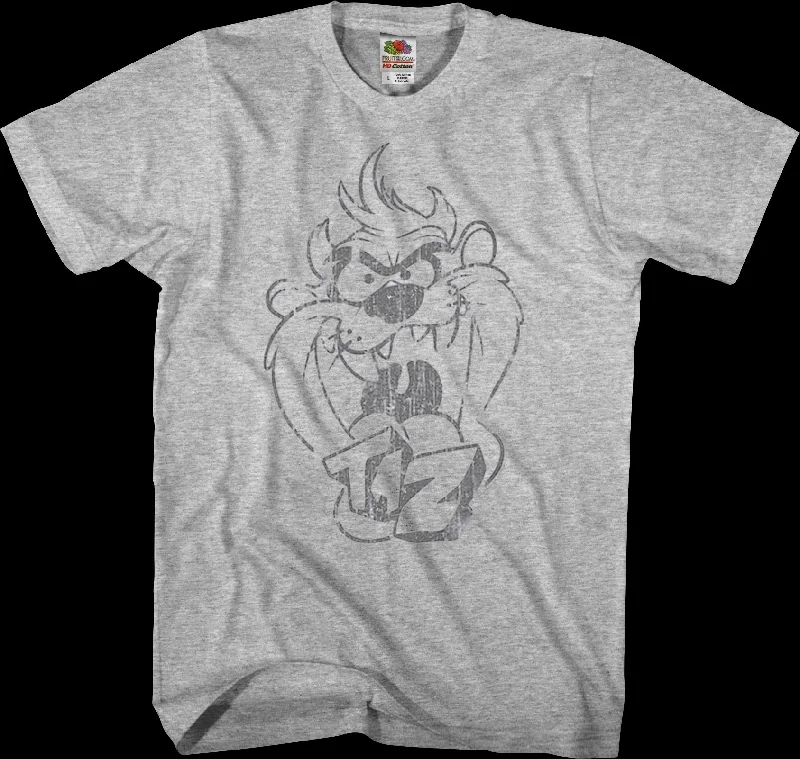 Men's casual streetwear t-shirt-Taz Sketch Looney Tunes T-Shirt