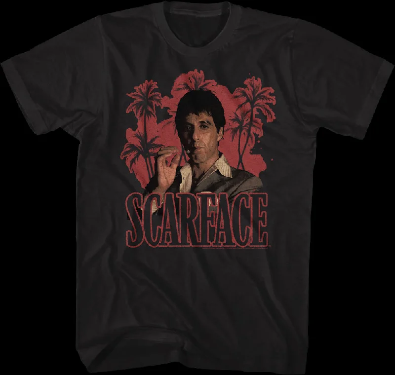 Men's casual streetwear t-shirt-Palm Trees Scarface T-Shirt