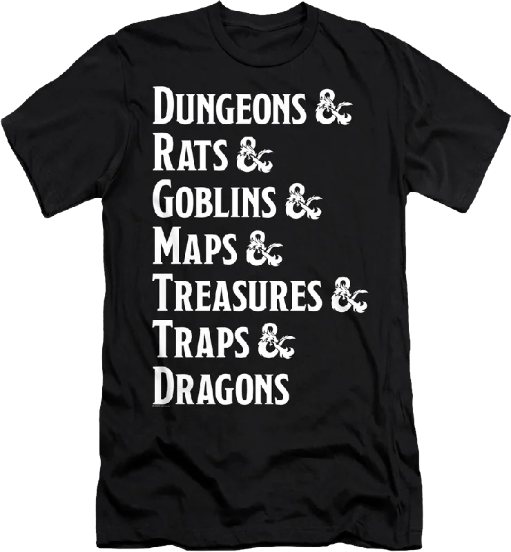 Men's fashion fit t-shirt-Dungeon List Dungeons & Dragons T-Shirt