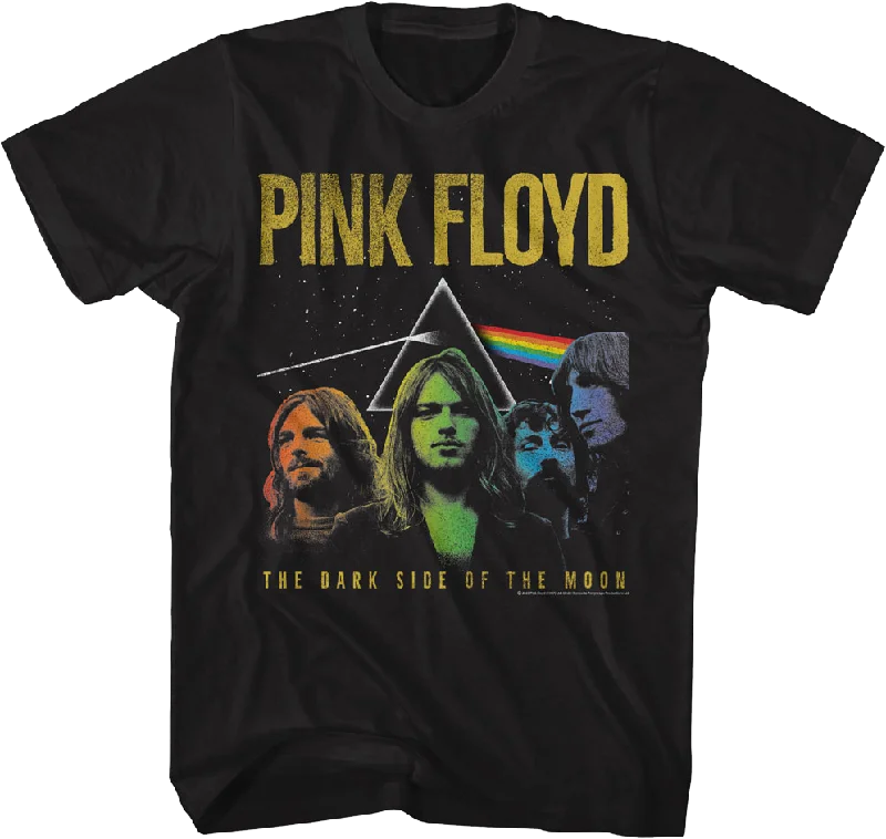 Men's bold logo t-shirt-Rainbow Colors Dark Side of the Moon Pink Floyd T-Shirt