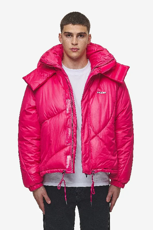 Men's weather-resistant jacket-Henry Vintage Oversized Puffer Jacket Virtual Pink