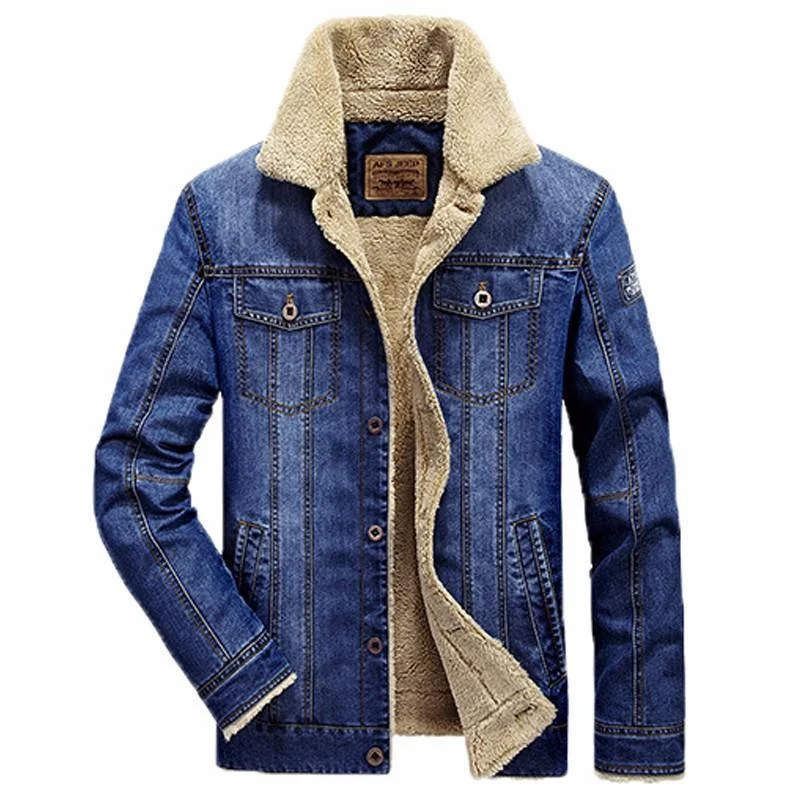 Men's quick-dry jacket-Winter Denim Jeans Jacket For Men