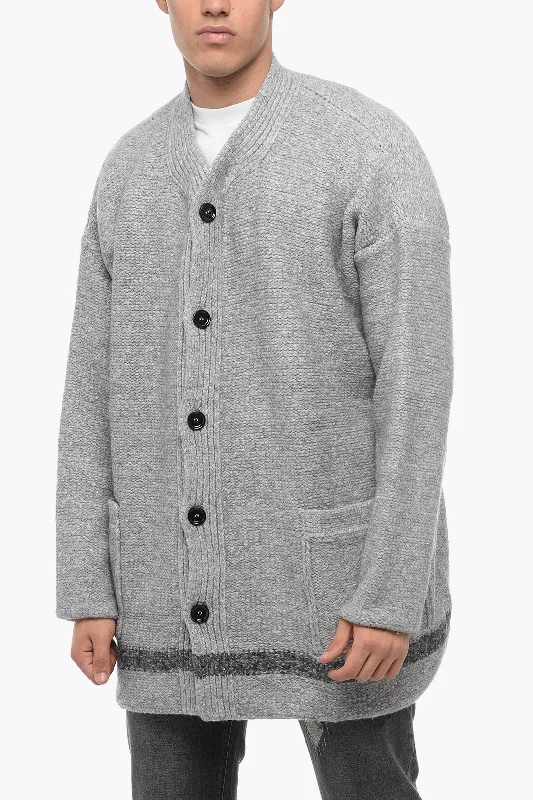 Men's fishing knit-Dolce & Gabbana Wool Blend Cardigan with Patch Pockets