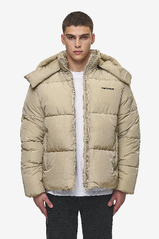 Men's fashion-forward jacket-Marten Crushed Puffer Jacket Beige