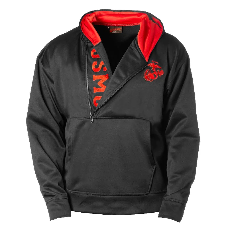 Men's ultra-breathable athletic hoodie-USMC Half Zip Hoodie