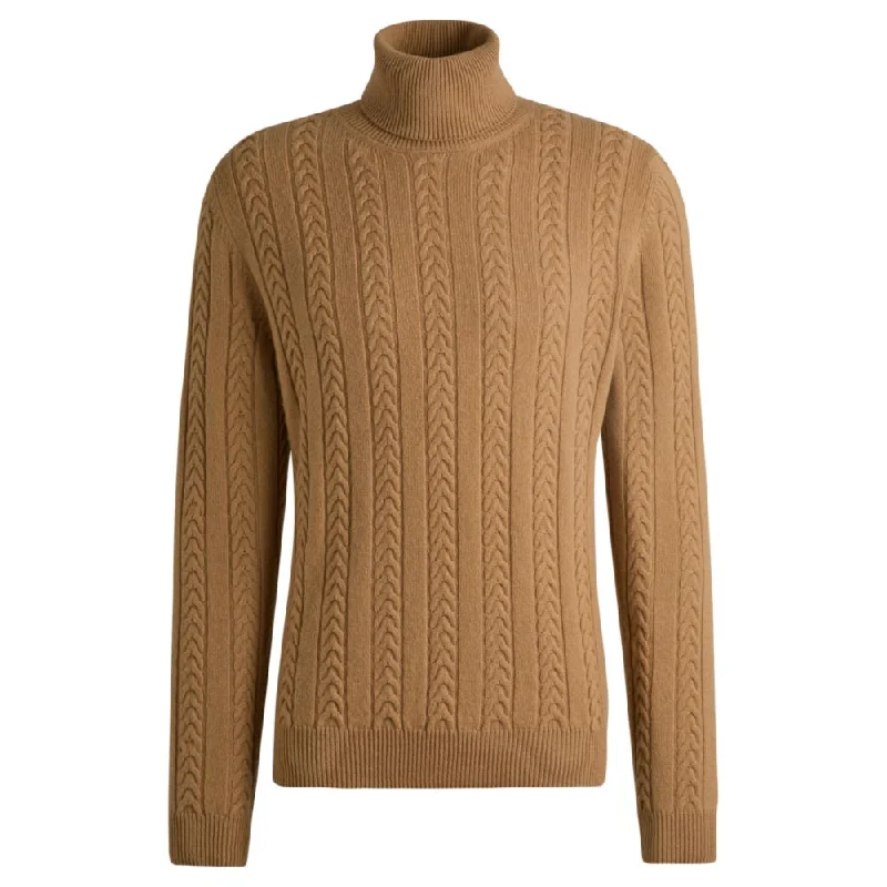 Men's winter sweater-Cable-knit sweater in wool and cashmere