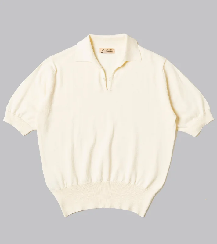 Men's relaxed fit gym polo shirt-Bryceland's Cotton Short Sleeve ‘Skipper’ Polo Cream