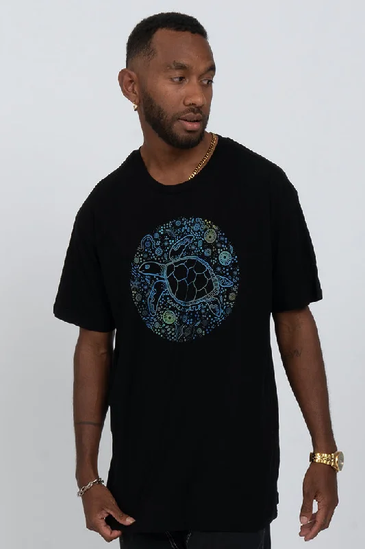 Men's tech-inspired t-shirt-Goorlil (Turtle) Black Cotton Crew Neck Unisex T-Shirt