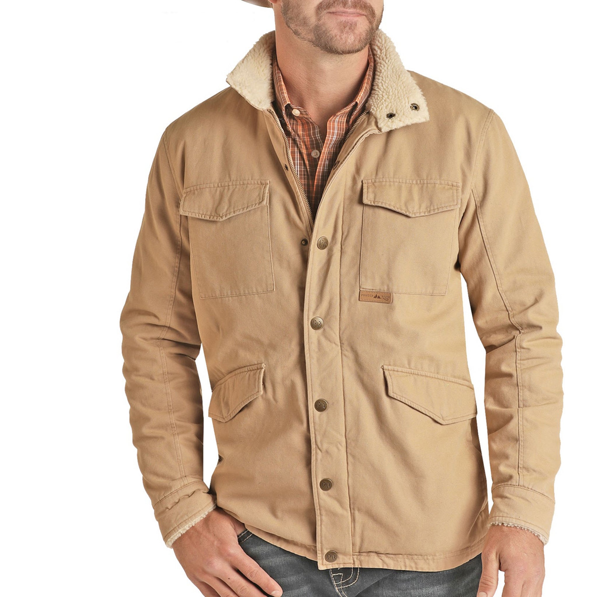 Men's pre-shrunk jacket-Powder River Tan Brushed Cotton Canvas Jacket