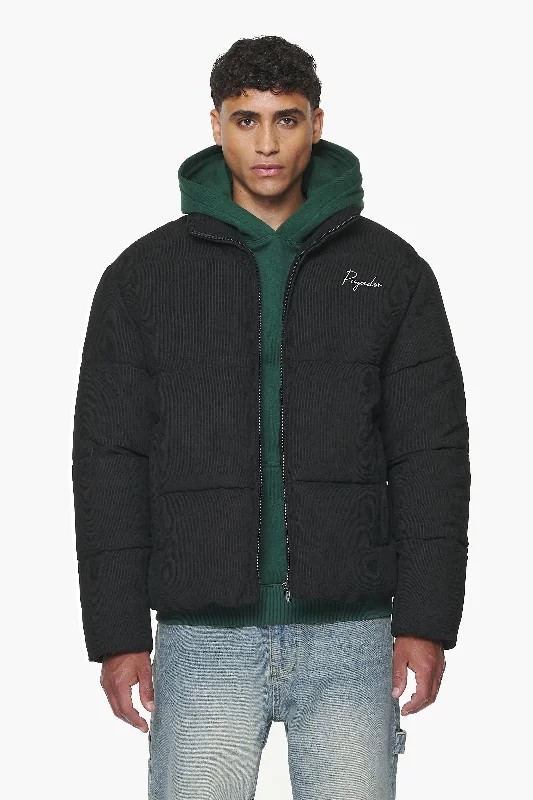 Men's fashionable jacket-Sundre Cord Puffer Jacket Black