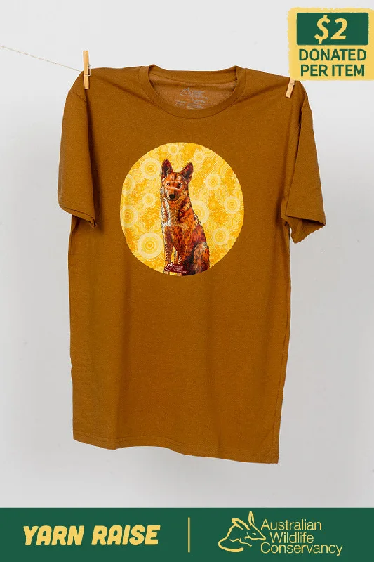 Men's organic jersey t-shirt-Dingo (Wilkarr) 'Australian Wildlife Conservancy' Camel Cotton Crew Neck Unisex T-Shirt