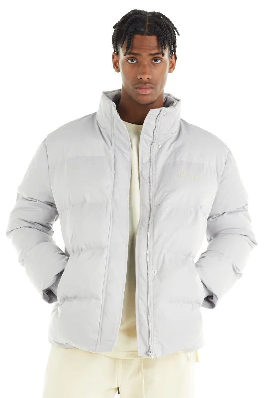 Men's relaxed fit jacket-nANA jUDY Mens Central Puffer Jacket - Light Grey