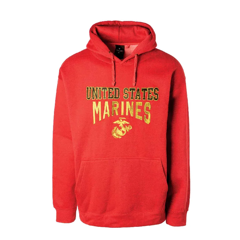 Men's gym-ready athletic hoodie-USMC Red Marled Embroidered Hoodie