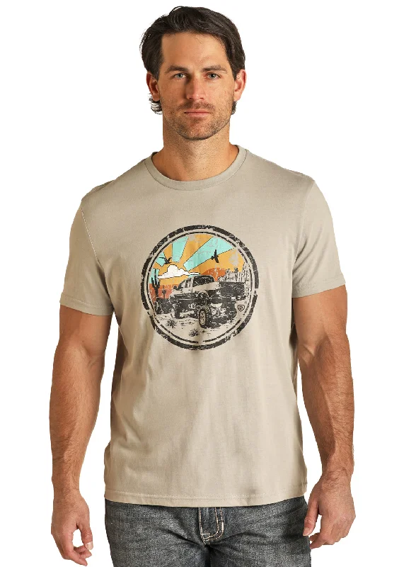 Men's durable wear t-shirt-Men's Rock & Roll Cowboy T-Shirt #RRUT21R12M