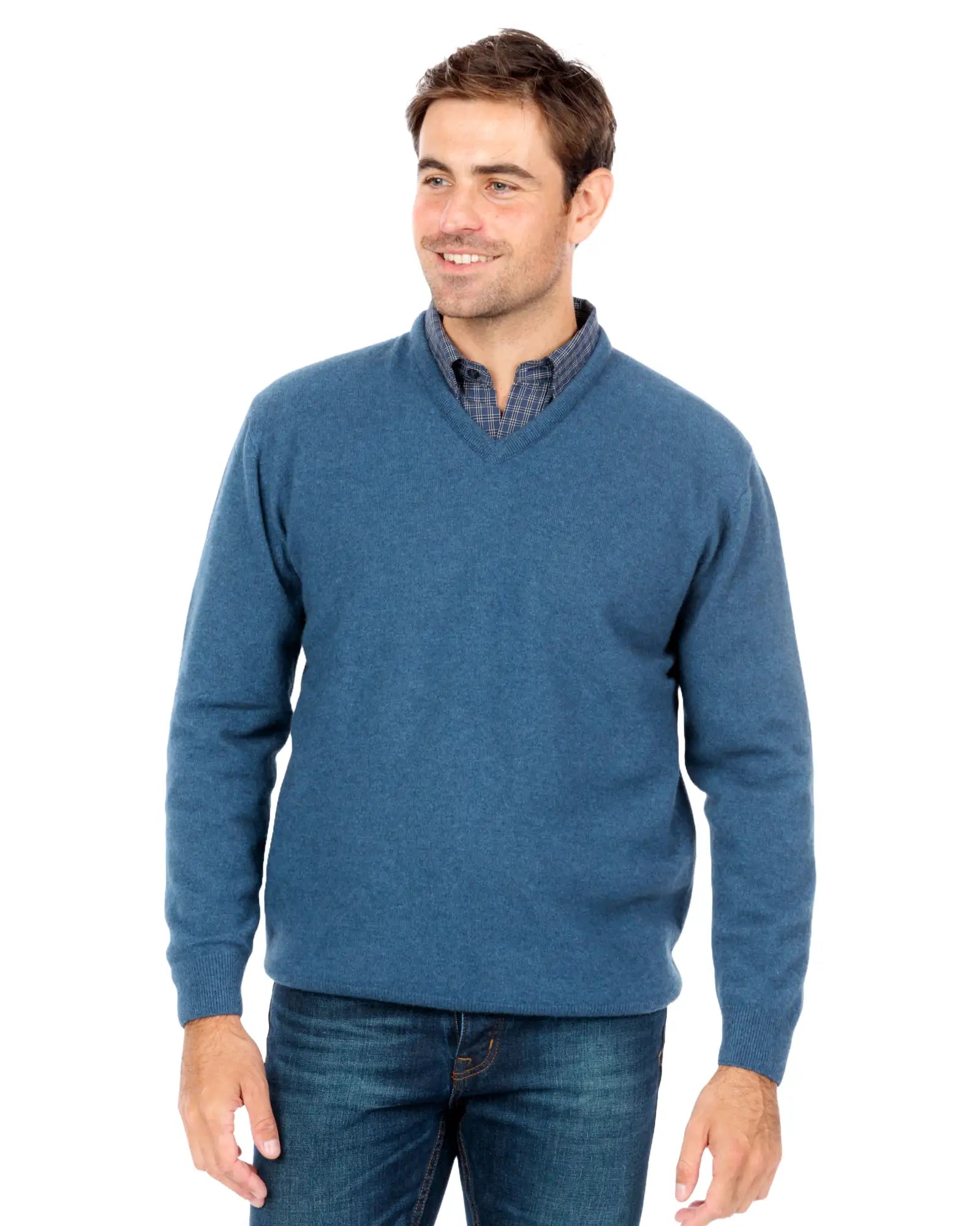 Men's smart casual knit-Marine Men's Possum Merino Plain Sweater - NB121