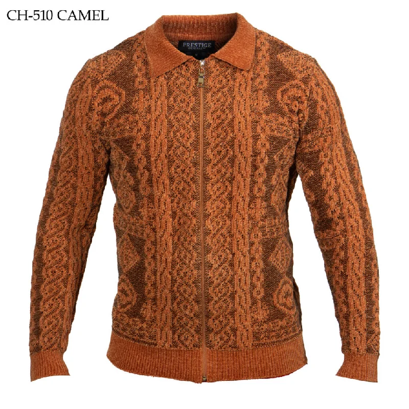 Men's outdoor sweater-Prestige CH-510 Long Sleeve Sweater - Camel