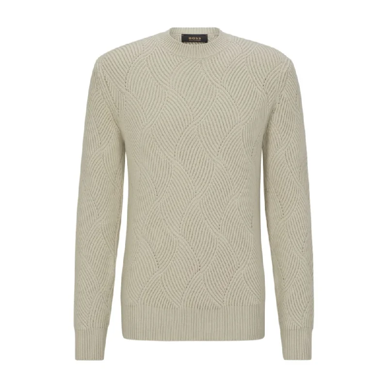 Men's utility sweater-Mixed-structure sweater in virgin wool and cashmere