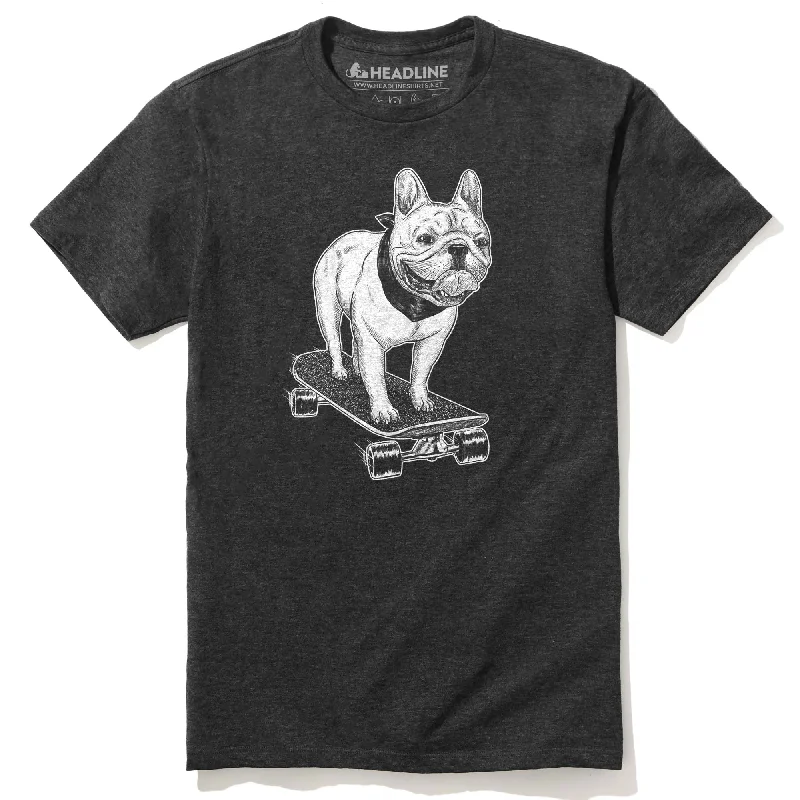 Men's performance wear t-shirt-Frenchie Skateboarding T-Shirt