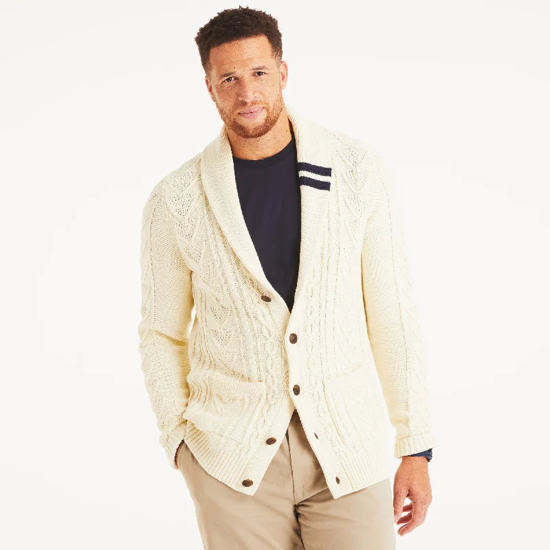 Men's basketball sweater-Nautica Mens Big & Tall Cable-Knit Cardigan