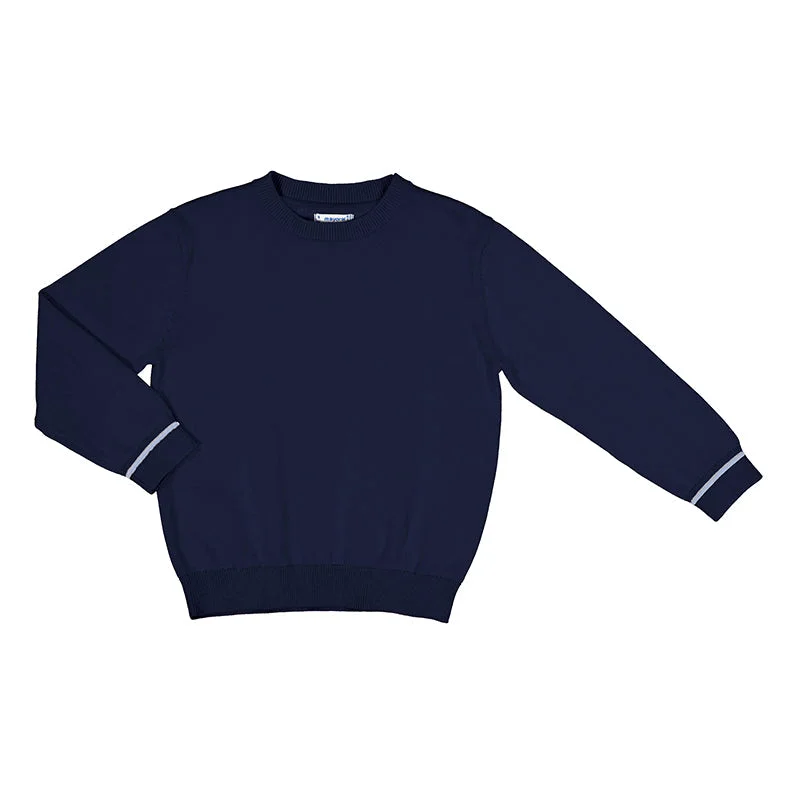 Men's streetwear sweater-Mayoral Mini Basic Navy Cotton Sweater_311-31