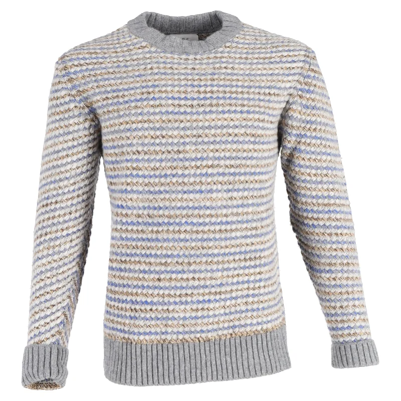 Men's casual pullover-Mr. P. Striped Jacquard Crewneck Sweater in Multicolor Merino Wool