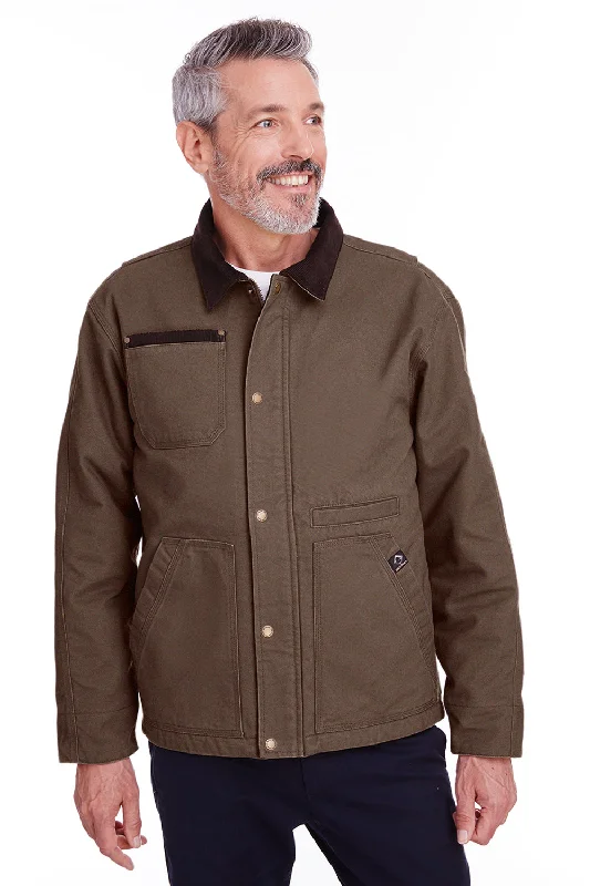 Men's organic jacket-Dri Duck Mens Rambler Full Zip Jacket - Tobacco Brown