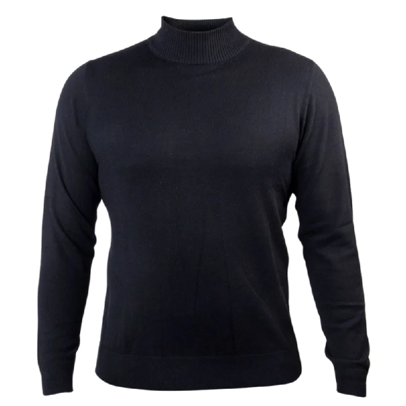 Men's weather-resistant sweater-Prestige SW-496 Mock Neck Long Sleeve Sweater - Black