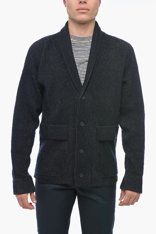 Men's sporty knit-Ermenegildo Zegna USE THE EXISTING Wool Blend Cardigan with Shawl Lapel