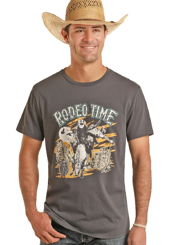 Men's workout performance t-shirt-Men's Rock & Roll Cowboy T-Shirt #BU21T03690R&R