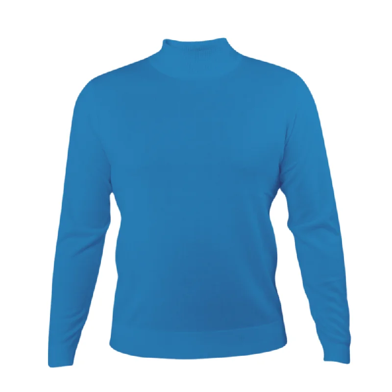 Men's easy-care sweater-Prestige SW-496 Mock Neck Long Sleeve Sweater - Blue