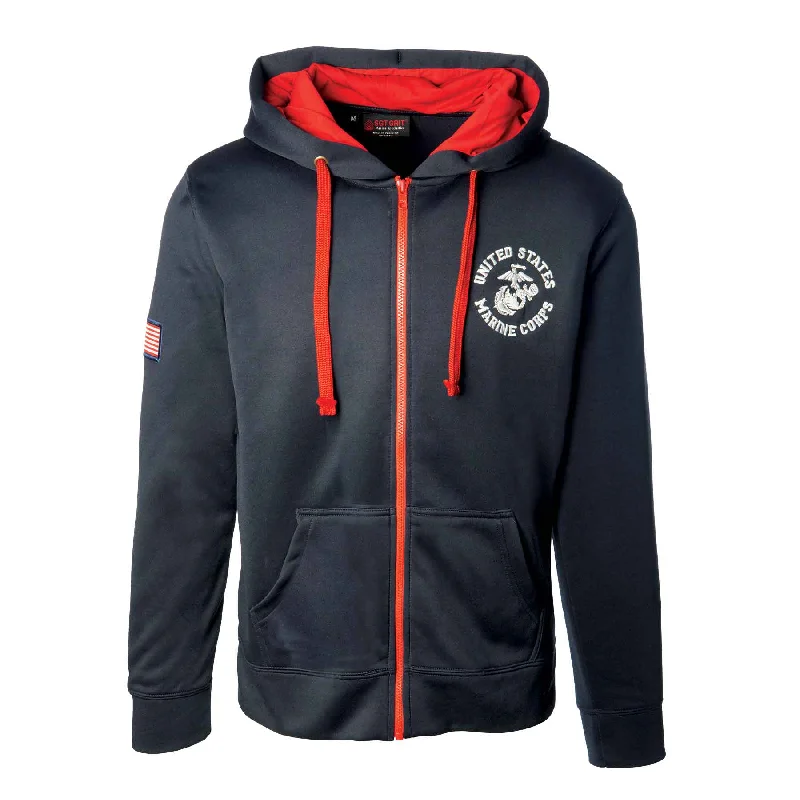 Men's sustainable casual hoodie-USMC Full Zip Hoodie