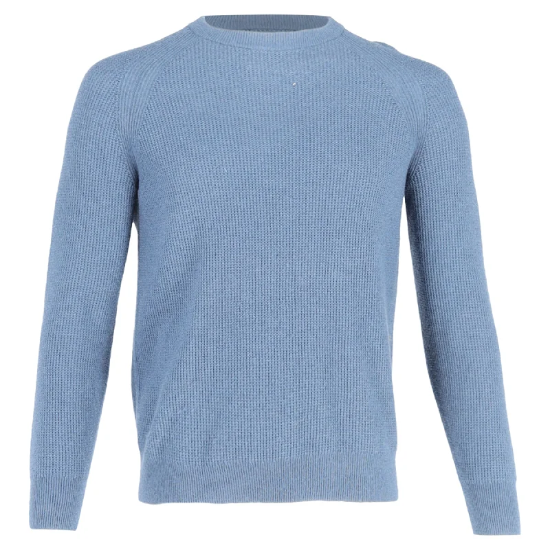 Men's casual knit sweater-Theory Crewneck Sweater in Light Blue Wool