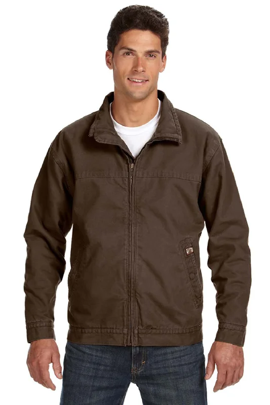 Men's versatile jacket-Dri Duck Mens Maverick Canvas Full Zip Jacket - Tobacco Brown