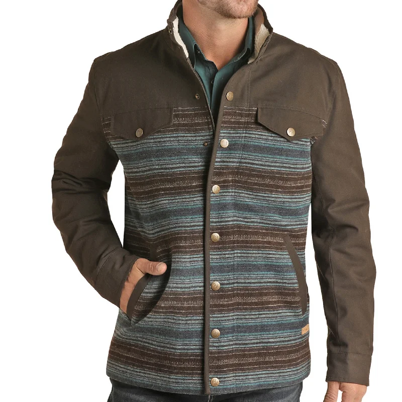 Men's sustainable jacket-Powder River Men's Canvas and Wool Serape Jacket