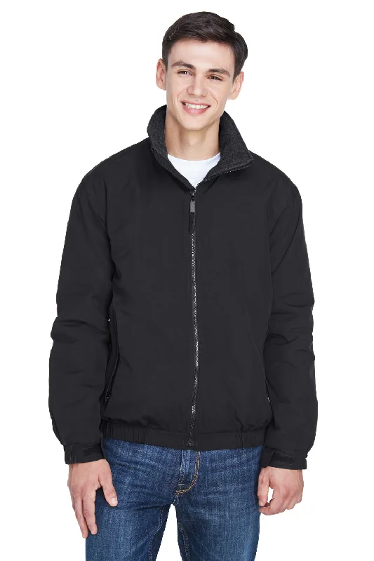 Men's ultra-comfortable jacket-UltraClub Mens Adventure Wind & Water Resistant Full Zip Jacket - Black