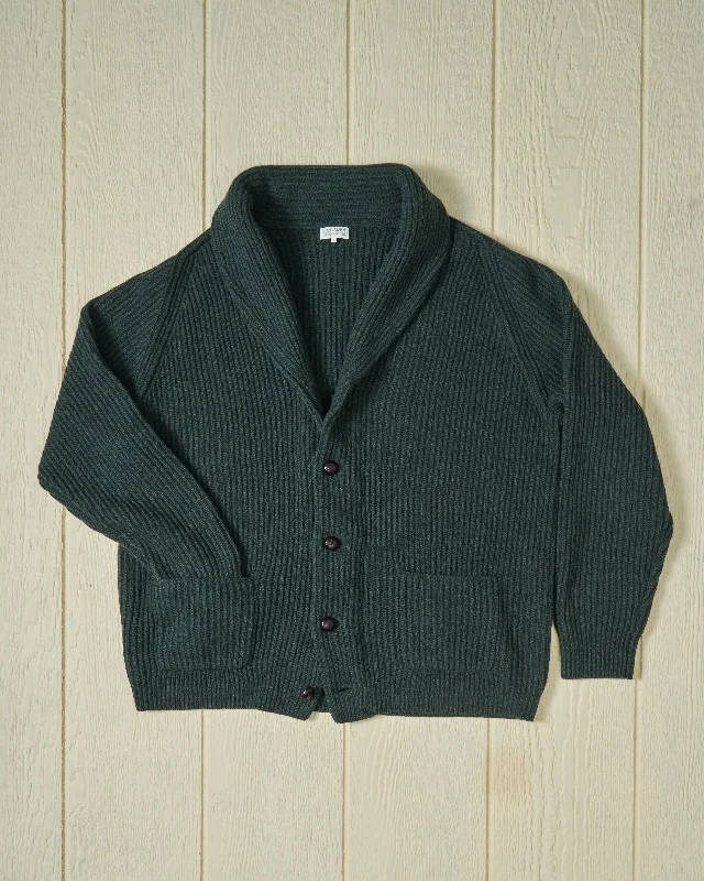 Men's construction sweater-Chatham Shawl Collar Cardigan in Hunter Green