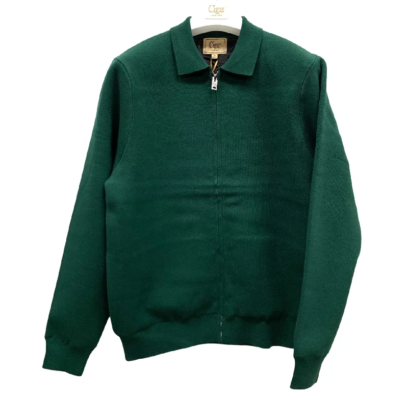 Men's fair trade sweater-Bergamo Elegant SWJ-1478 Sweater Jacket - Forest