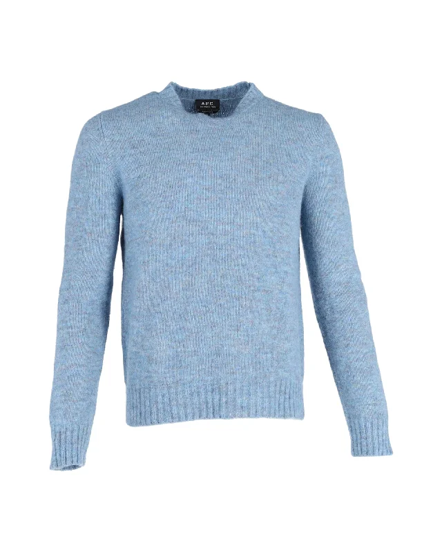 Men's weather-resistant knitwear-A.P.C. Alpaca-Blend Lucas Sweater in Blue Wool