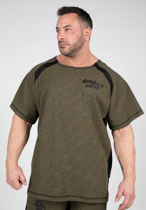 Men's durable wear t-shirt-Augustine Old School Workout Top - Army Green