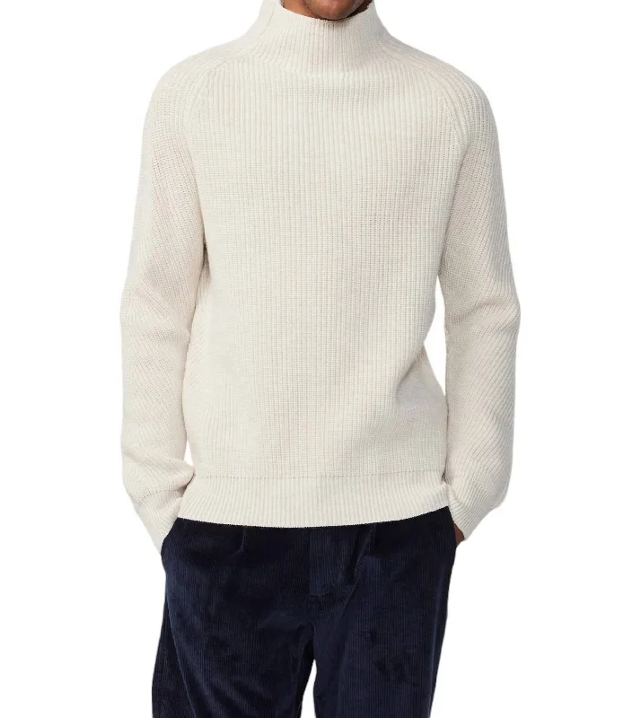 Men's wrinkle-resistant sweater-Liam Mock Neck Sweater In Natural Mel