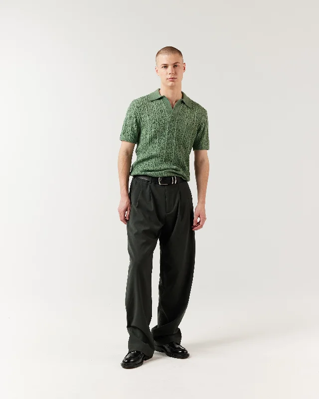 Men's pre-washed office polo shirt-Diamond Knit Polo - Olive